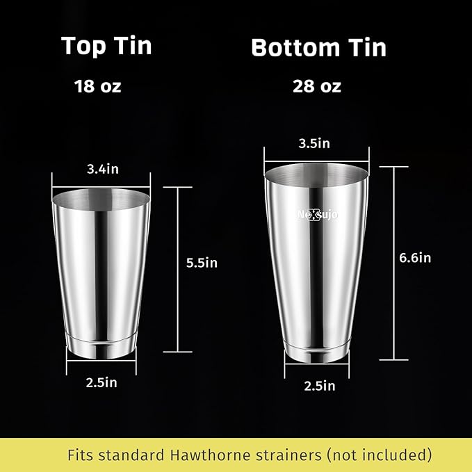 Boston Shaker Set, Professional Cocktail Shaker Set (18oz/28oz), Weighted Stainless Steel Bar Shaker for Bartending, Leakproof & Dishwasher Safe, Ideal for Home Bar and Professional Bartender