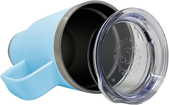 LaserGram 20oz Vacuum Insulated Travel Mug with Handle, Sushi, Personalized Engraving Included (Light Blue)