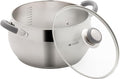 Daniks Modern 7 Quart Stainless Steel Stock Pot with Glass Lid, Tri-Ply Bottom for Even Heating, Induction Compatible, Dishwasher Safe, Heatproof Handles