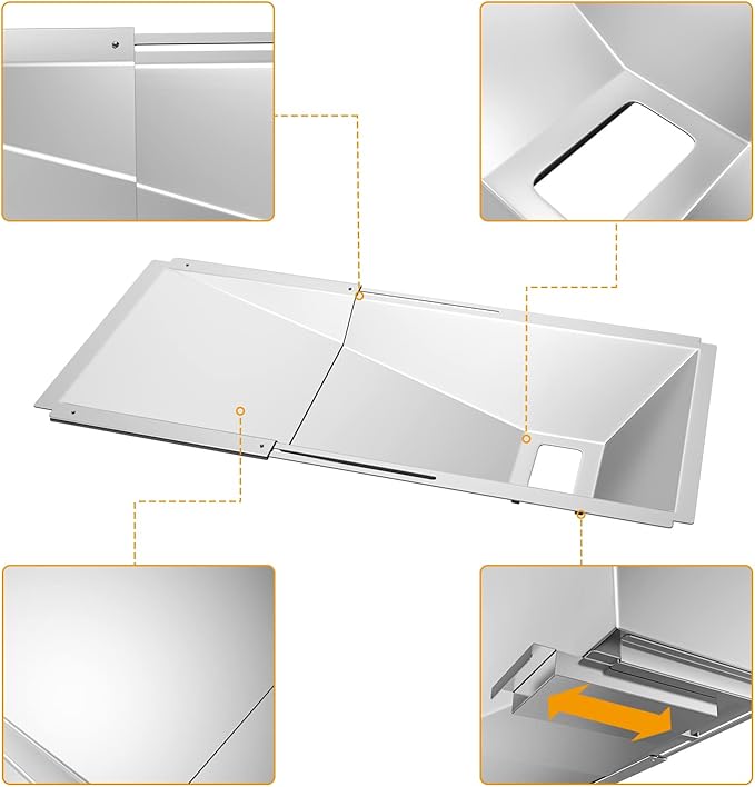 Adjustable Grease Tray with Catch Pan for Nexgrill 720-0830H Gas Grill, Universal Drip Pan Replacement Parts for Nexgrill,Charbroil,Expect Grill,Dyna Glo,Kenmore,BHG and More 3/4/5 Burner Gas Grills