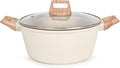4.5 QT Nonstick Stock Pot with Lid, Ceramic Cookwear Soup Pot, Large Casserole with Lid, Easy to Clean Non Stick Cooking Pot Cookware PFOA Free, White