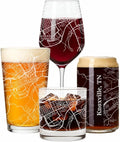 Blue Ridge Mountain Gifts - Knoxville Souvenir - Tennessee Glassware Gift, Etched City Map, Laser Engraved and Dishwasher Safe