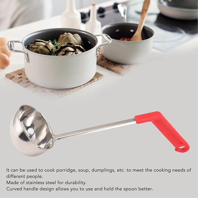Curved Handle Soup Ladle Stainless Steel Soup Ladle Kitchen Ladle Soup Ladle Cooking Ladle Soup Spoon For Cooking (240ML)