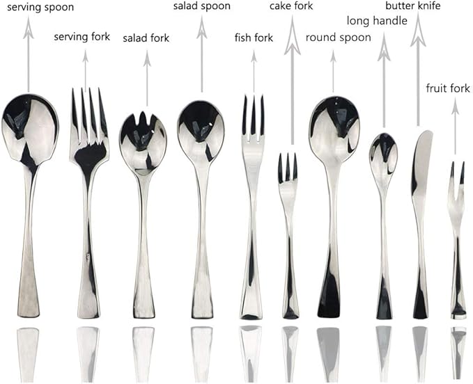 JASHII 18/10 Stainless Steel 4 Piece Mirror Polished Silver Cake Fork Pie Fork Silverware Server Utensil Set 15.1CM