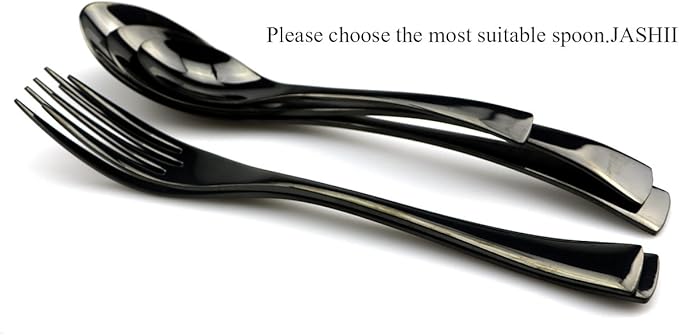JASHII 18/10 Stainless Steel 20 Piece Mirror Polished Black Flatware Set,Dinner Knife Fork Salad Fork Coffee Spoon，Service for 4 ，Black Utensil Sets