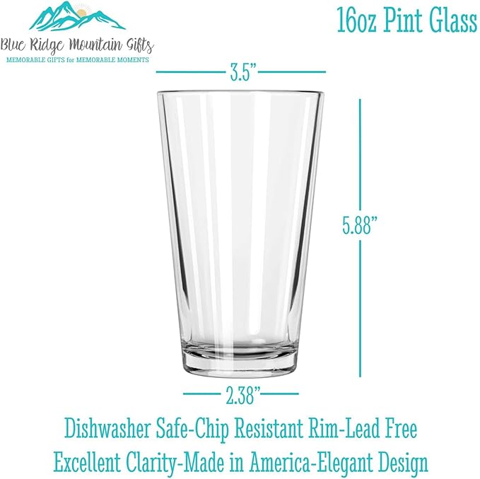 Blue Ridge Mountain Gifts - Thin Blue Line Pint Glass - Personalized Law Enforcement Glass, Police Officer Appreciation, Back the Blue, Police Academy Gift, First Responders Custom Glassware