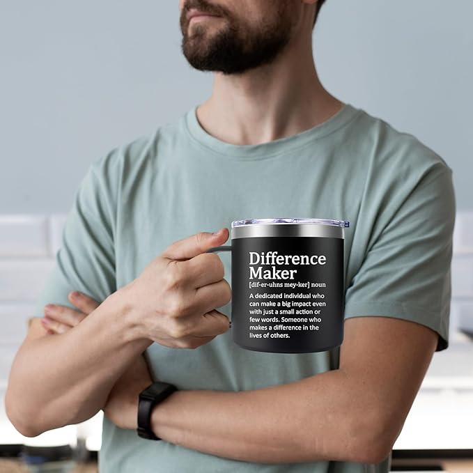 Fufendio Thank You Gifts for Men - Difference Maker Mug 14oz for Employee - Christmas, Birthday Gift for Men - Appreciation Gifts for Coworker, Teacher, Boss, Assistant Principal