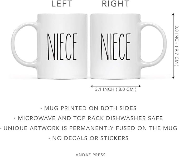 Andaz Press Simple Rustic Farmhouse Kitchen Decor 11oz. Ceramic Coffee Tea Mug Gift, Niece, 1-Pack, Birthday Christmas Gift Ideas for Family, Friends