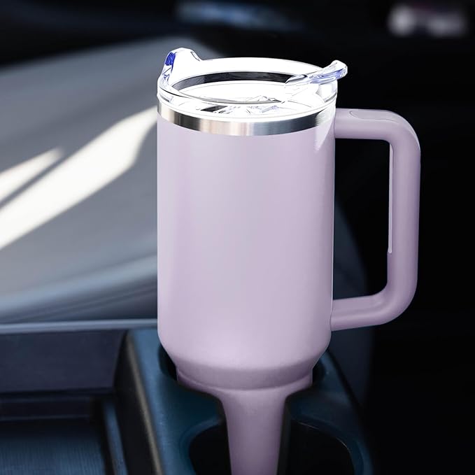 40 oz Tumbler with Handle and Straw Lid Insulated Tumblers Cups with Lids Straws Double Wall Vacuum Leak Proof Stainless Steel 40oz Tumbler Travel Mug Gifts for Men Women Him Her (Orchid)