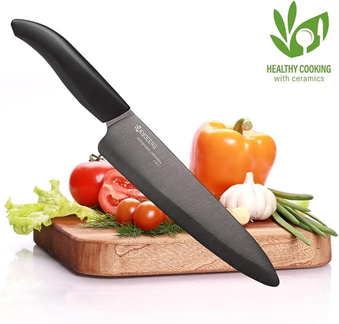 Kyocera’s Revolution Ceramic Revolution Series: 7” Professional Ceramic Chef Knife, Black