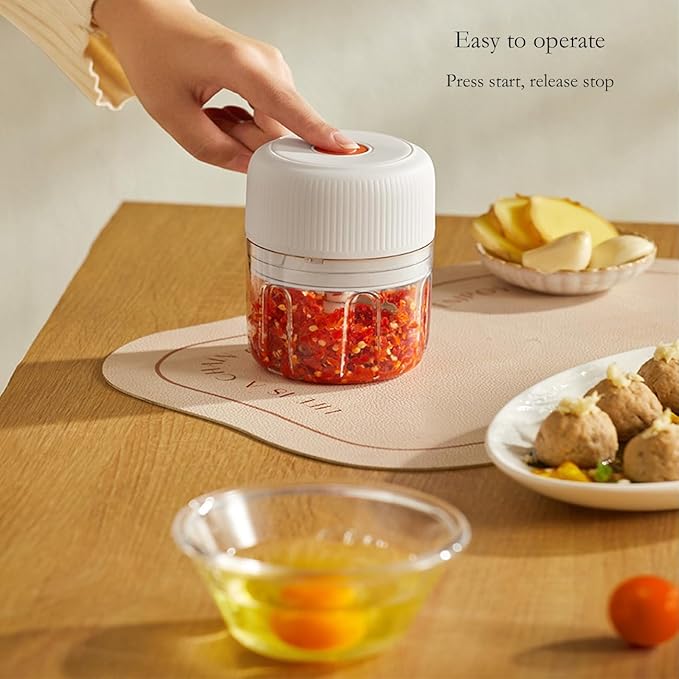 ELECTRIC GARLIC MINCE, 250ML Food Chopper USB, Mini Vegetable Chopper, Garlic Mincer, Onion Chopper, Portable Small Food Processor (white)
