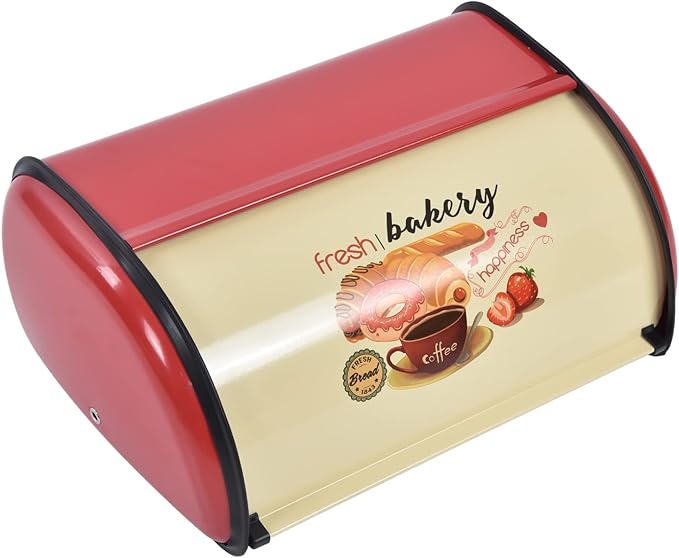Yosoo Metal Bread Box, Multi Functions Saving Space Bread Holder Anti for Kitchen Countertop for Bakery(red)