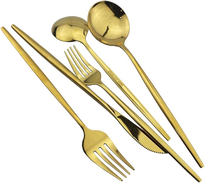 JASHII 30-Piece Stainless Steel Satin Finish Flatware Set - Mirror Polished Tableware Cutlery for Home and Restaurant - Dishwasher Safe