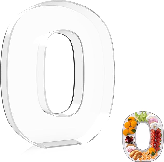 13.8" Extra Large Acrylic Number Charcuterie Board Box, Reusable Fillable Number Cake Candy Dish Display Serving Tray for Birthday Anniversary Party Decoration (0)