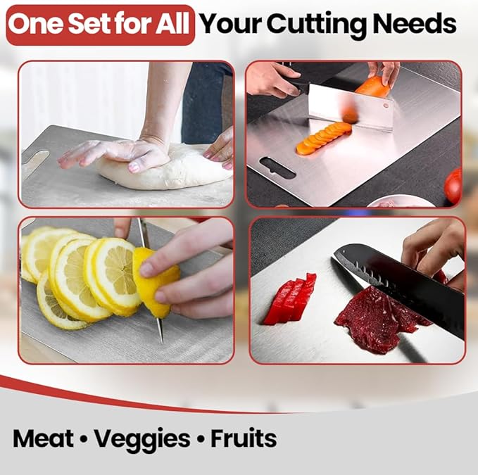 Premium Titanium Cutting Board - 100% Pure Titanium Cutting Boards for Kitchen Use - Durable and Lightweight Cutting Board Accessory for Precise Chopping and Slicing 1PC (14"L x 10"W)