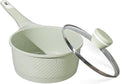 Sauce pan 1.5Qt Saucepan with lid, Non Stick Sauce Pot, Small Pots for Cooking Induction 100% FREE PFOA PFAS - Green Granite