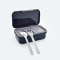 Stainless Steel Small Bento Box for Adults - Leakproof Microwave Safe Lunch Box for Work, Meal Prep and On the Go with Utensils & Canvas Bag (Black), Compact-Sized for Moderate Appetites