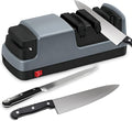 Professional Electric Knife Sharpener – Precision Sharpening for Kitchen Knives, Scissors & More – Diamond Abrasives & 3-Stage System (Grey)