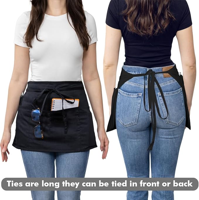 Dreamology Waist Apron,Half Apron,Server Aprons with 3 Pockets,Aprons For Women,Waiter and Waitress Apron with Pockets,Waist Apron with Pocket,Aprons for Servers (1 Pack)