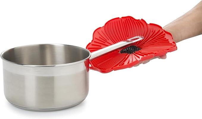 Poppy Red Food Safe Silicone Trivet - 6''/15cm - Withstands Temperatures up to 220°C / 428°F - BPA-Free, Plastic Free, Food-Grade Silicone - Microwave and Dishwasher Safe