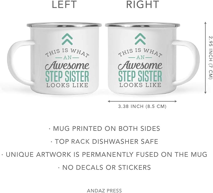 Andaz Press 11oz. Stainless Steel Campfire Coffee Mug, This is What an Awesome Step Sister Looks Like, 1-Pack, Birthday Gift Ideas Coworker Him Her, Includes Gift Box