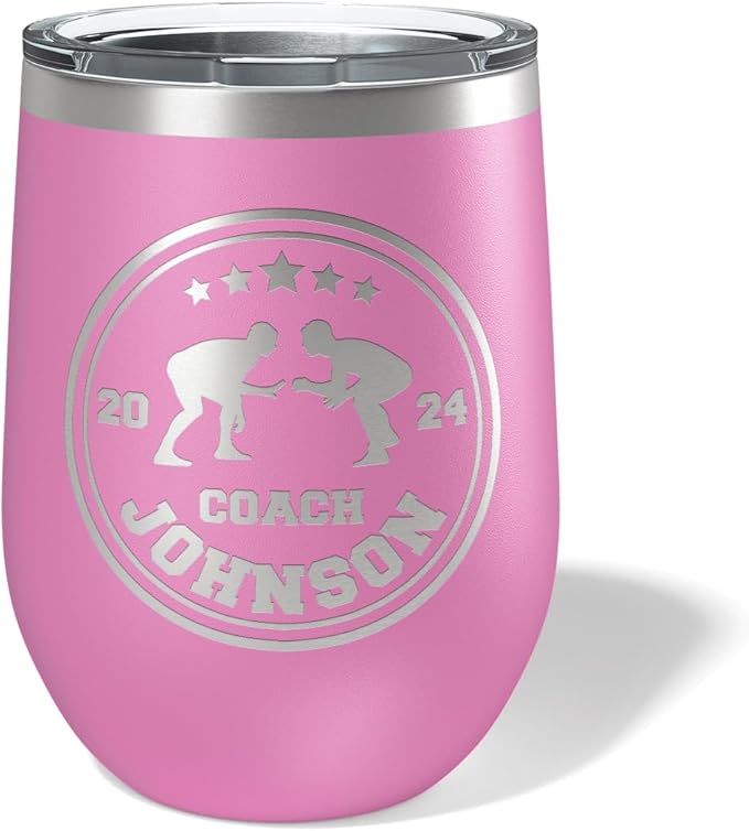 Wrestling Coach gifts, Tumbler, Coach tumbler, Wrestling gifts, Coach Beer glass, Coach gift, Wrestling Coach, Coach gifts, Wrestling Coach (Wrestling Circle, Lilac, 12oz Wine Tumbler)