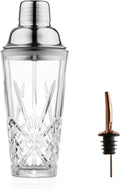 Glass Cocktail &Martini Shaker, 15oz Cutting Design - Exquisite Mixing for Elevated Mixology. Better for Crafting Artisan Esepresso,Juice,Mocktail. (Including Shaker & #SS304 Copper Pourer)