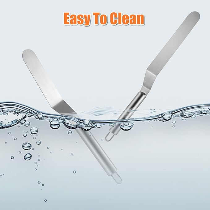 2 PCS Picxeic Offset Spatula，Premium Stainless Steel Cake Decorating Tools - One Set Include 6, 8 inch, Icing Spatula for Home Cooking