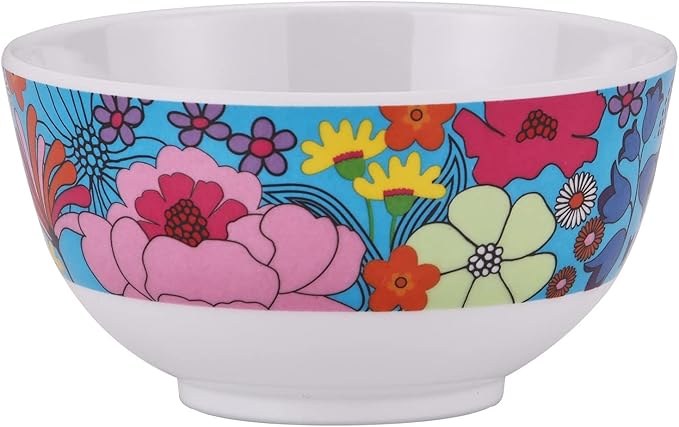 French Bull Melamine Mini Bowls, 4-Piece Set, 10 Fluid Ounces, Small Serving Bowl – Snack Condiment Dipping Sauce Dessert Ice Cream– Shatter Proof, BPA Free, 4.5” x 2.35", Garden Floral