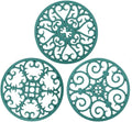 Silicone Trivets for Hot Dishes and Pans, Non Slip Heat Resistant Hot Pads for Kitchen, Pot Holders and Teapot Coasters (Teal)