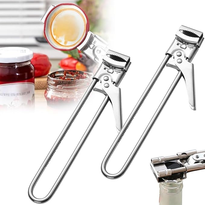 2026 New Adjustable Stainless Steel Jar Opener - Multifunctional Lid Gripper & Bottle Opener for Weak Hands, Seniors & Arthritis - Ergonomic Kitchen Tool for Stubborn Jars, Cans, Bottles (2pcs)