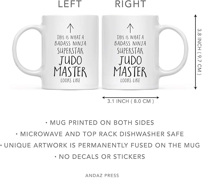 Andaz Press Funny 11oz. Ceramic Coffee Tea Mug Gift, This is What a Badass Ninja Superstar Judo Master Looks Like, 1-Pack, Birthday Christmas Gift Ideas Coworker
