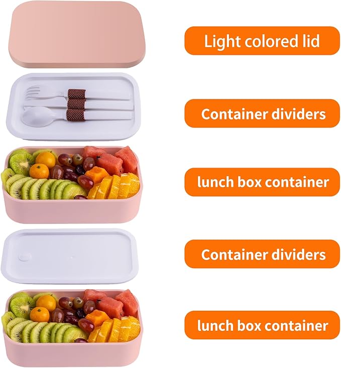 Bento Box Adult Lunch Box with lunch bag,Japanese Lunch Box Containers for Adult,Bento lunch Box with Leakproof 54OZ Pink