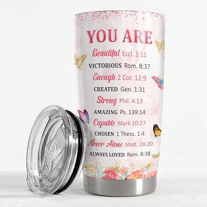 SANDJEST Inspirational Gifts for Women Tumbler 20oz Christian Gift Stainless Steel Insulated Coffee Travel Cup Mug Motivational Gift for Women Birthday Christmas