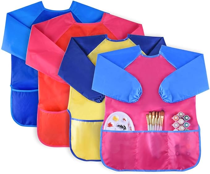 KUUQA Waterproof Children Art Smock Kids Art Aprons, Painting Supplies (Paints and brushes not included)