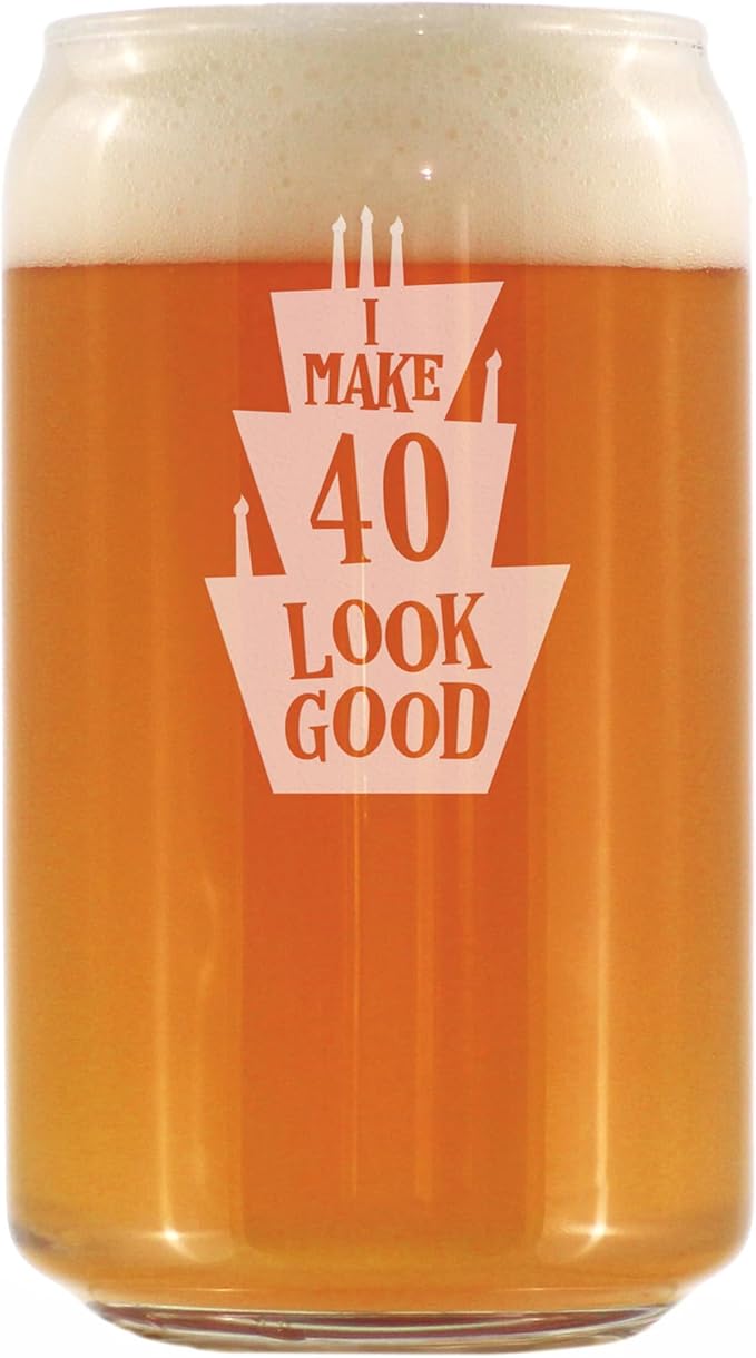 Make 40 Look Good - Funny 16 oz Beer Can Pint Glass - 40th Birthday Gifts for Men or Women Turning 40 - Bday Party Decor