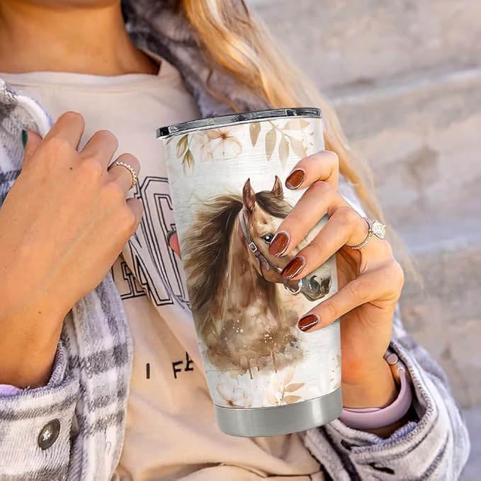 20oz Stainless Steel Insulated TumblerHorse Tumbler 20oz Stainless Steel Insulated Coffee Travel Mug Cup for Women Girls Horse Gifts for Birthday Christmas Mothers Day