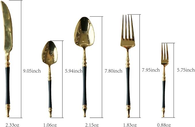Black Gold Silverware Set for 6 Modern 30 Piece Flatware Cutlery Utensils Set Durable 18/10 Stainless Steel Include Knives Forks and Spoons Tableware Set for Home Kitchen Wedding Mirror Polished