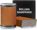 Rolling Knife Sharpener Kit - Compact Wooden Sharpener with 15° & 20° Magnetic Angle | Diamond Disc Knife Honing Tool | Professional Kitchen Use | Safe Sharpening for Home Cooking