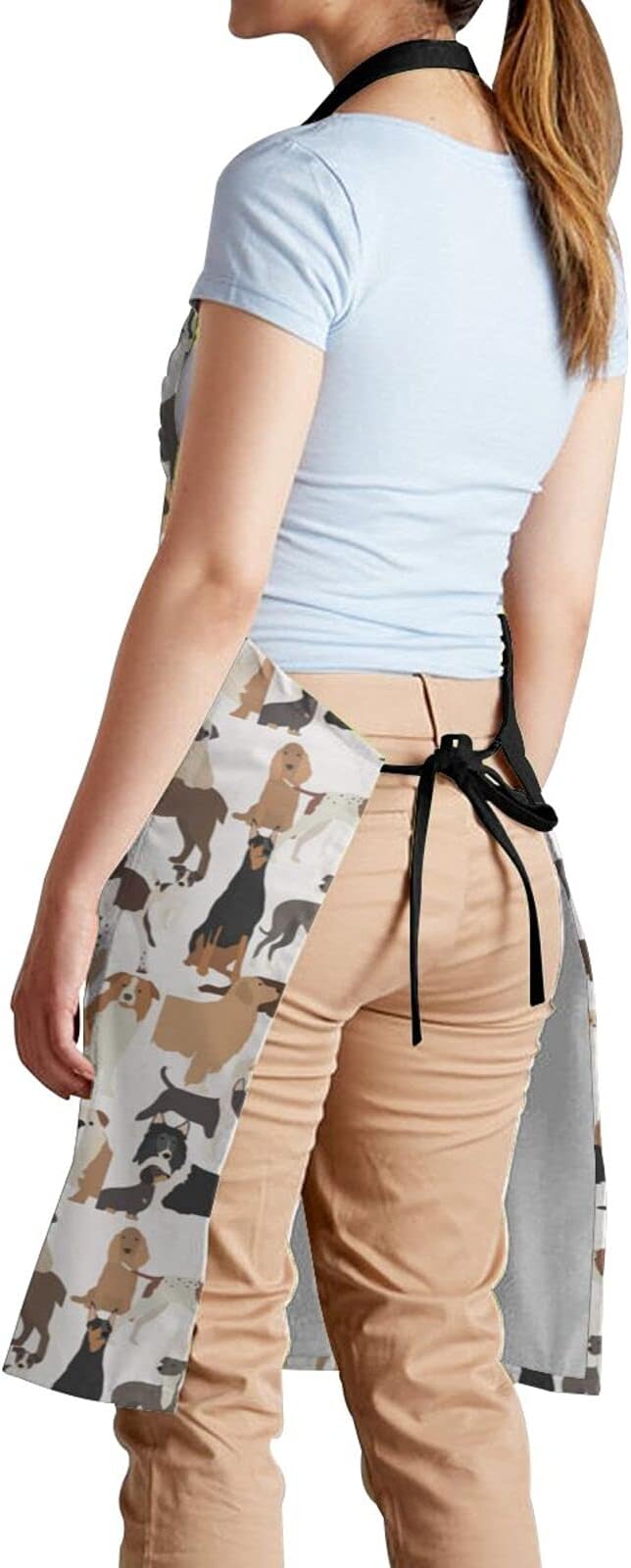 Cat and Dogs Animals Adjustable Bib Neck Chef Aprons, Kitchen Bbq Waterproof Apron with 2 Pockets For Mom Dad