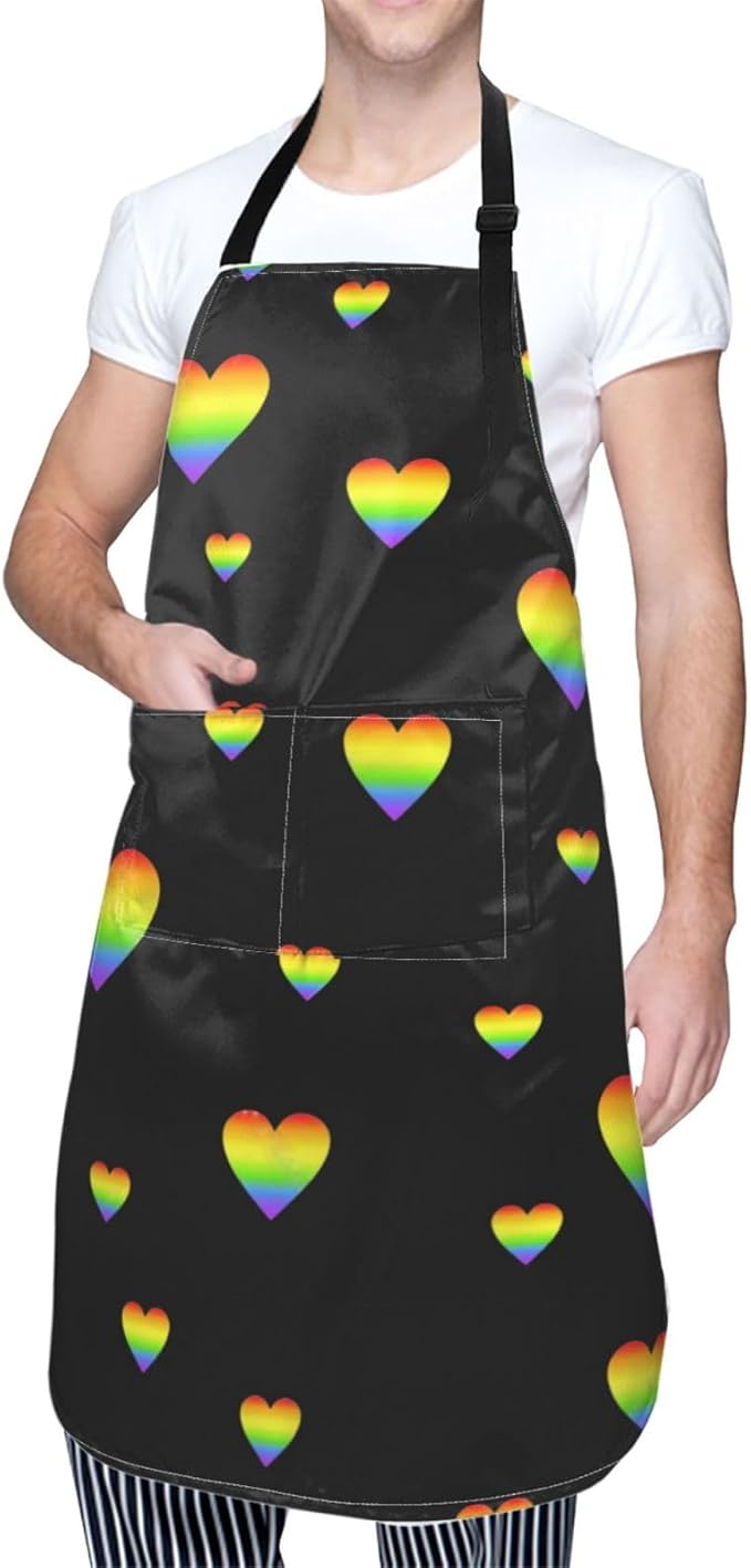 LGBT Aprons Gay Aprons with Pockets and Adjustable Rainbow Apron for Gardening Cooking Kitchen