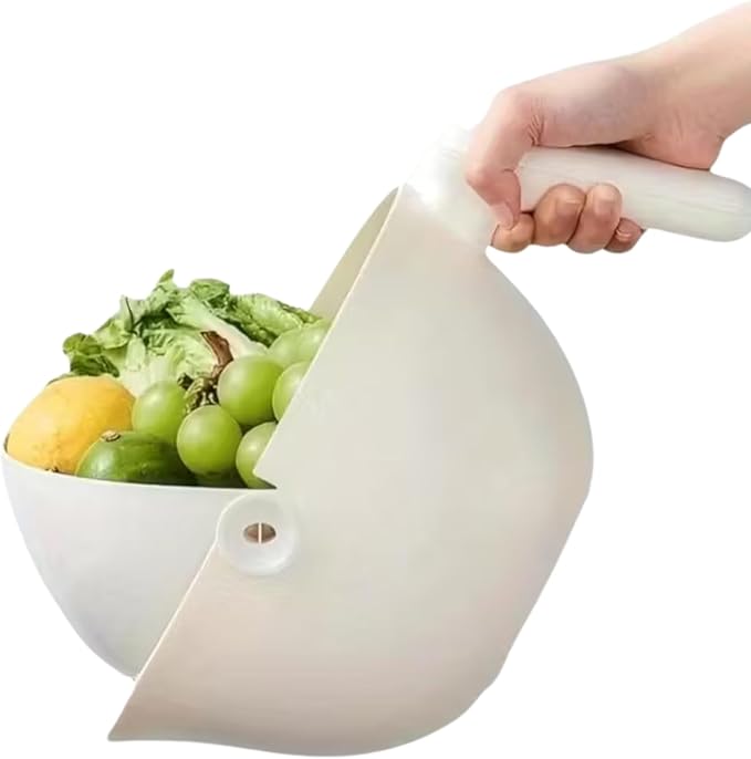 Multi Functional Draining Basket – Double Layer Colander & Bowl for Pasta, Fruits & Vegetables – Durable BPA-Free, Dishwasher Safe (Milky White).