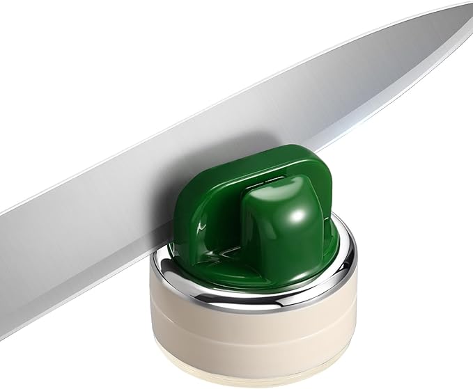 Knife Sharpener | Multi-Angle Pocket & Kitchen Knife Sharpener w/Suction Base | Works with a wide range of knives | Includes Instruction Guide(green)