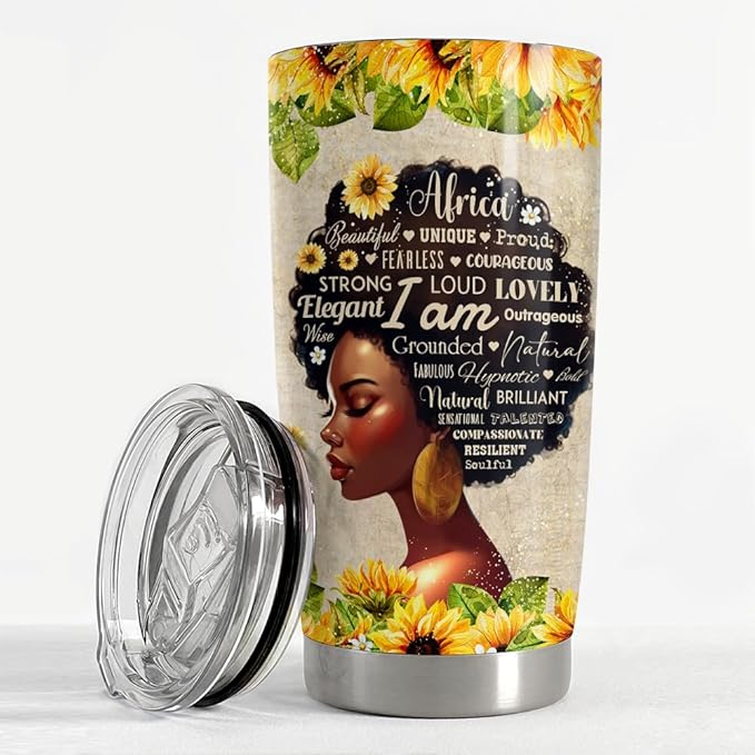 SANDJEST Christian Gift for Women Bible Tumbler 20oz Stainless Steel Insulated Tumblers Coffee Travel Mug Cup for Black Woman Religious Gifts for Birthday Christmas