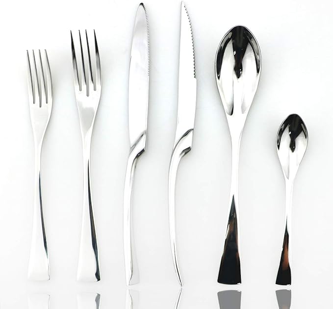 JASHII 18/10 Stainless Steel 24 Piece Mirror Polished Silver Flatware Set,Dinner Knife Steak Knife Salad Fork Dessert Coffee Spoon，Service for 4 ，Silverware Utensil Sets