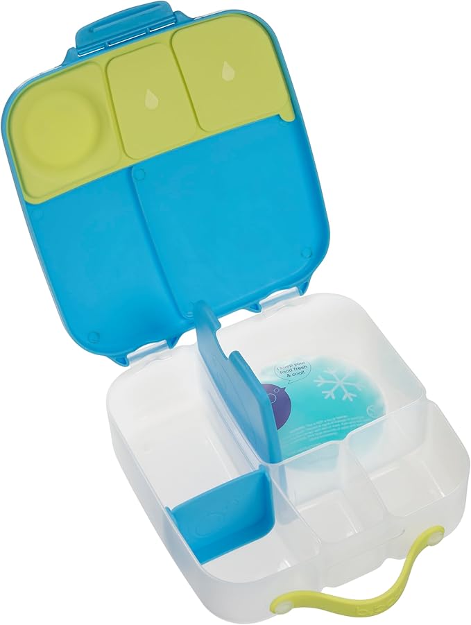 b.box Lunch Box for Kids: Bento Box w/ 4 Compartments (2 Leak Proof), Removable Divider & Gel Pack. Ideal for Big Eaters 3+. School Supplies, 8½ Cup Capacity