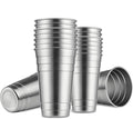 MEWAY Premium Stainless Steel Cups 24 oz Pint Cup Tumbler (16 Pack) - Premium Metal Cups - Stackable Durable Cup，Chilling Beer Glasses, for Travel, Outdoor, Camping, Everyday