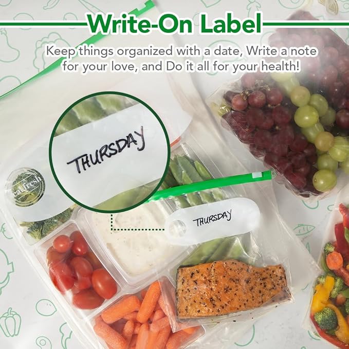 Gallon Slider Storage Bags 100 Pack — Reusable Freezer Bags with Expandable Bottom, BPA Free, Microwave Safe, Clear Gallon Food Storage Bags