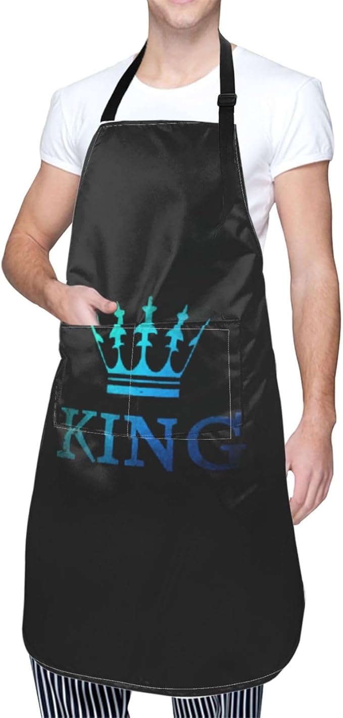 King Aprons Mens Aprons with Pockets and Adjustable Cool Apron for Gardening Cooking Kitchen
