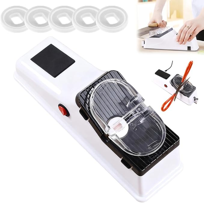 2026 New Electric Knife Sharpener, USB Electric Knife Sharpener with Replacement Grinding Tools, Double-sided Knifes Sharpener, Stable Non-Slip Base, Quick Sharpening & Polishing (1)